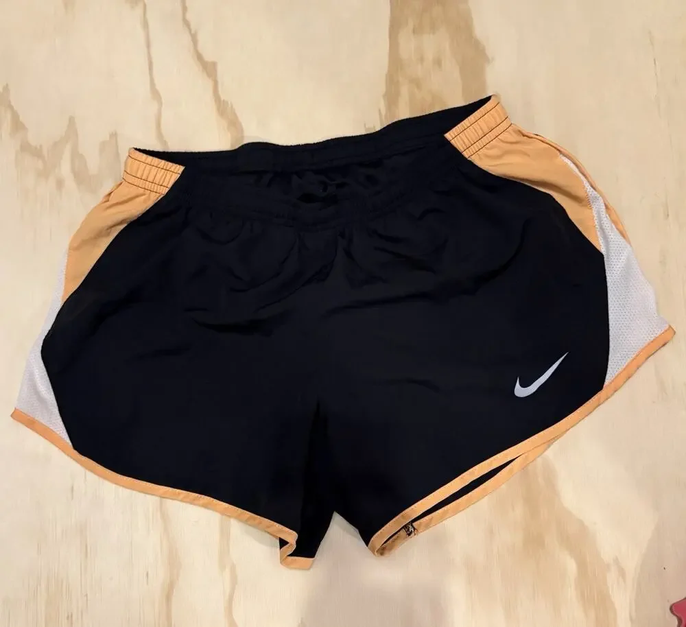 Nike Dri-FIT Women's Black Mesh Athletic Shorts Drawstring Logo Running